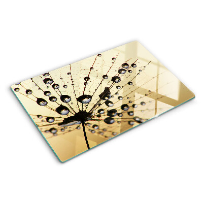 Deska kuchenna szklana z nadrukiem kropli wody na motywie pajęczyny