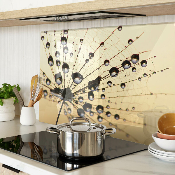 Deska kuchenna szklana z nadrukiem kropli wody na motywie pajęczyny