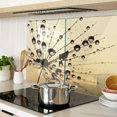Deska kuchenna szklana z nadrukiem kropli wody na motywie pajęczyny