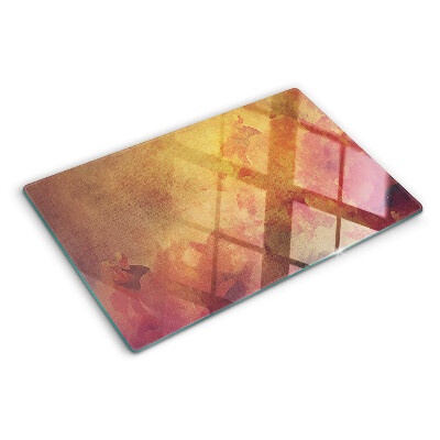 Szklana deska do krojenia z motywem kwiatowym w pastelowych kolorach