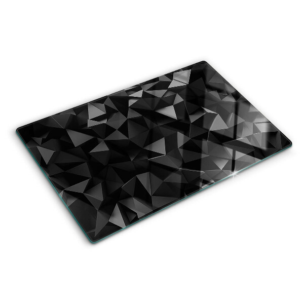 Szklana deska kuchenna z motywem geometrycznych wielokątów w odcieniach czerni