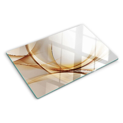 Deska kuchenna szklana z motywem abstrakcyjnych fal w odcieniach beżu