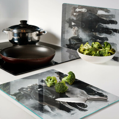 Deska kuchenna szklana z motywem galopujących koni w mgle