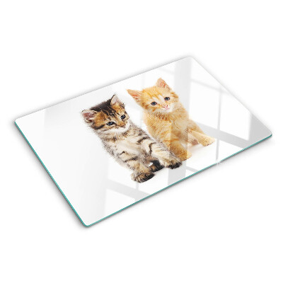 Szklana deska do krojenia z nadrukiem kotów na białym tle