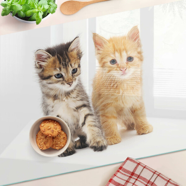 Szklana deska do krojenia z nadrukiem kotów na białym tle