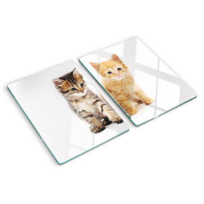 Szklana deska do krojenia z nadrukiem kotów na białym tle