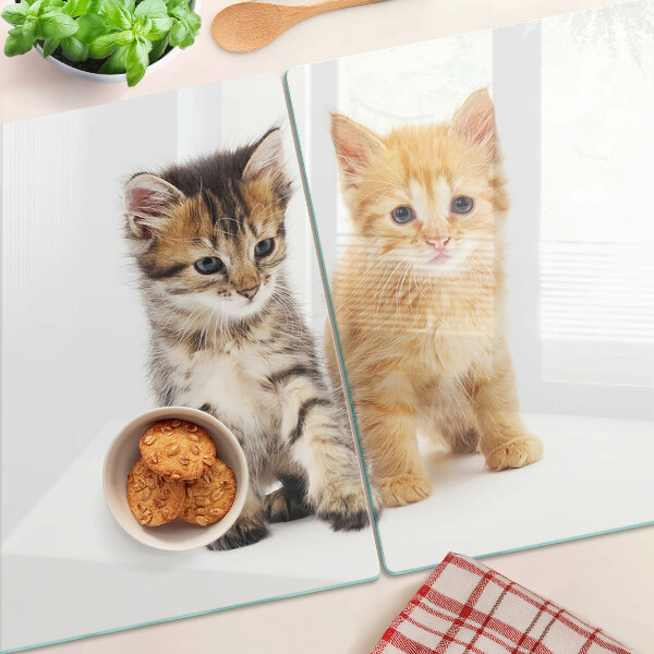 Szklana deska do krojenia z nadrukiem kotów na białym tle