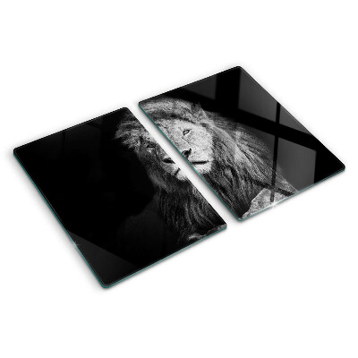 Szklana deska do krojenia z grafiką lwa w czerni i bieli
