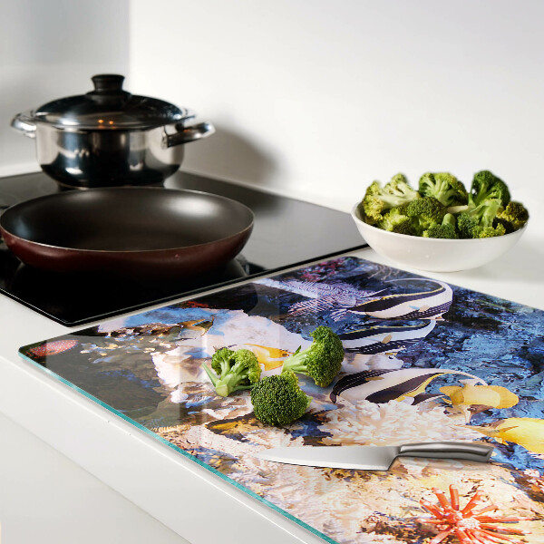 Deska kuchenna szklana z motywem podwodnego świata z rybami