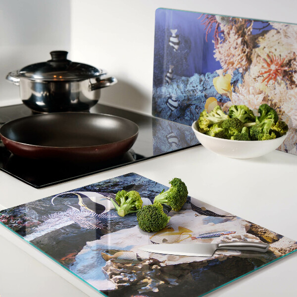 Deska kuchenna szklana z motywem podwodnego świata z rybami