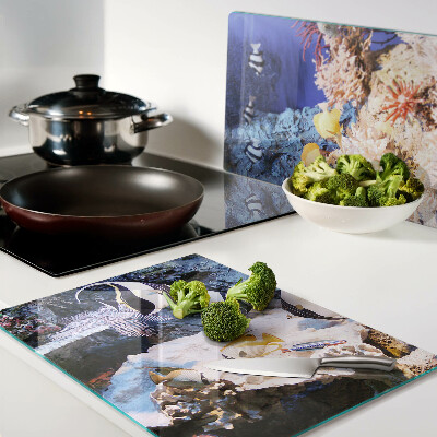 Deska kuchenna szklana z motywem podwodnego świata z rybami