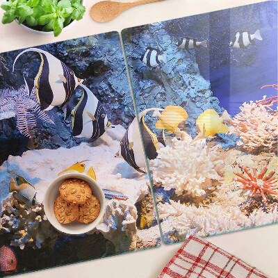 Deska kuchenna szklana z motywem podwodnego świata z rybami