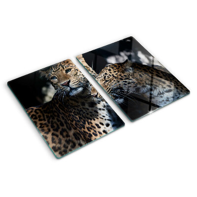 Szklana deska kuchenna z motywem gepardów na ciemnym tle