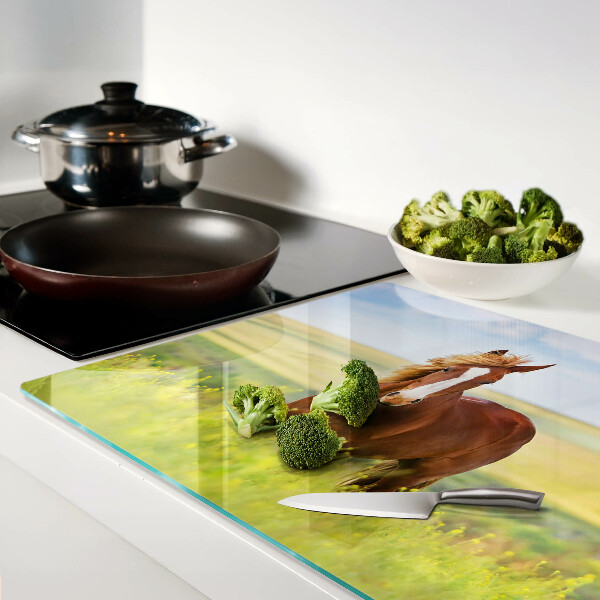 Szklana deska kuchenna z motywem konia na łące