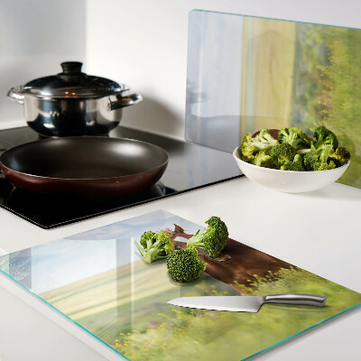 Szklana deska kuchenna z motywem konia na łące