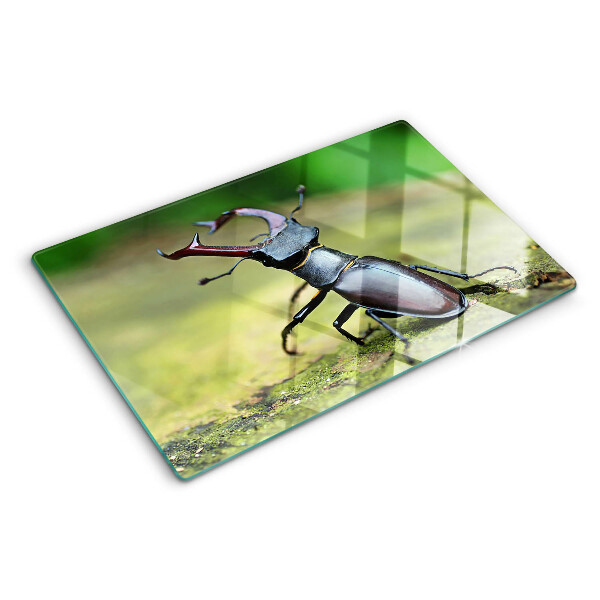 Deska kuchenna szklana z nadrukiem jelenia rogacza na zielonym tle