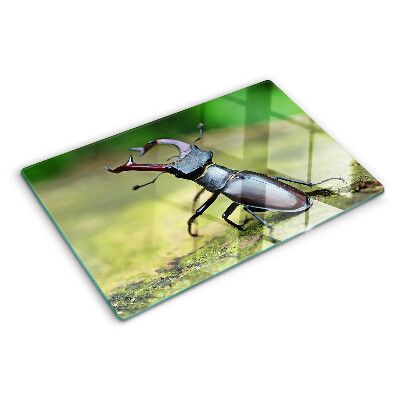 Deska kuchenna szklana z nadrukiem jelenia rogacza na zielonym tle