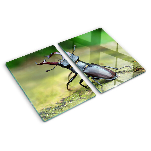 Deska kuchenna szklana z nadrukiem jelenia rogacza na zielonym tle