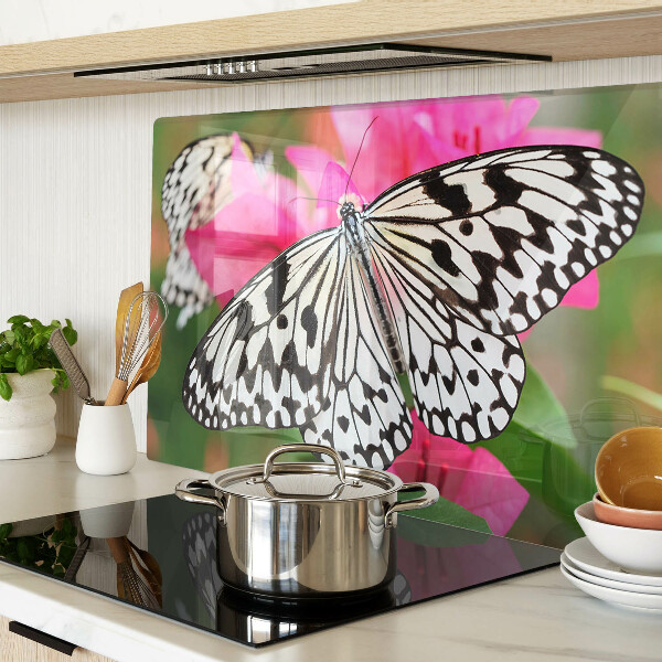 Deska kuchenna szklana z motywem motyla na kwiatach
