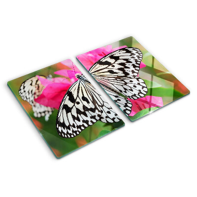 Deska kuchenna szklana z motywem motyla na kwiatach