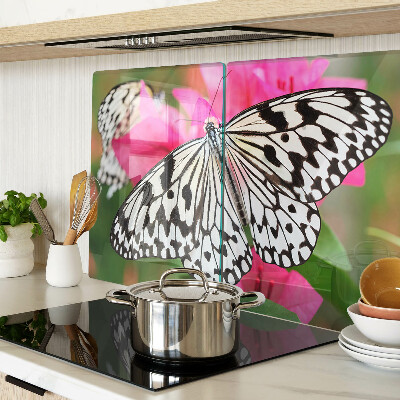 Deska kuchenna szklana z motywem motyla na kwiatach