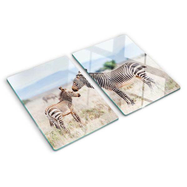 Deska kuchenna szklana z motywem zebry na łące