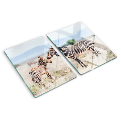 Deska kuchenna szklana z motywem zebry na łące