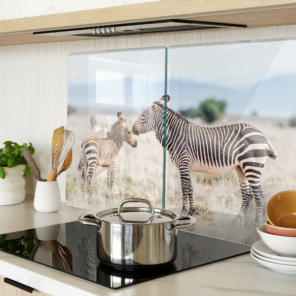 Deska kuchenna szklana z motywem zebry na łące