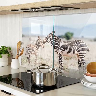 Deska kuchenna szklana z motywem zebry na łące