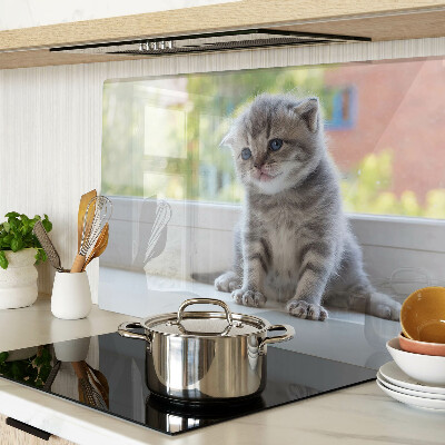 Deska kuchenna szklana z nadrukiem przedstawiającym kotka na parapecie