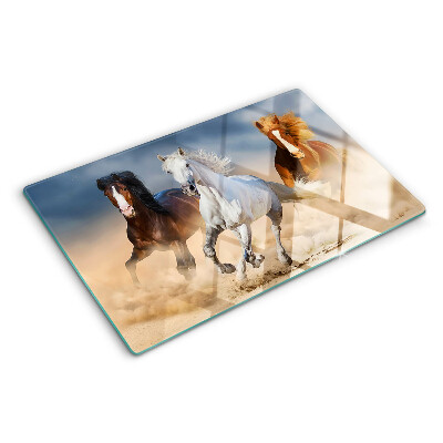 Deska kuchenna szklana z motywem trzech galopujących koni