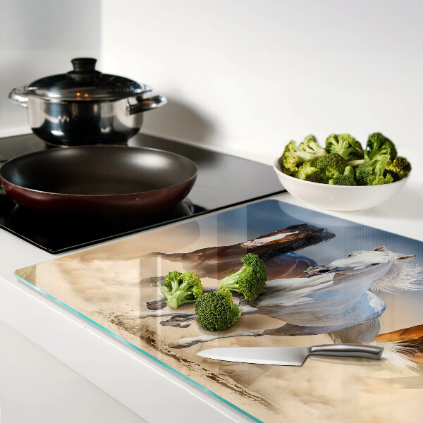 Deska kuchenna szklana z motywem trzech galopujących koni