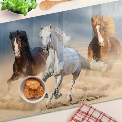 Deska kuchenna szklana z motywem trzech galopujących koni