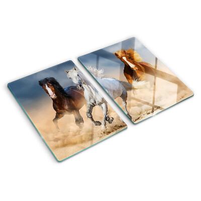Deska kuchenna szklana z motywem trzech galopujących koni