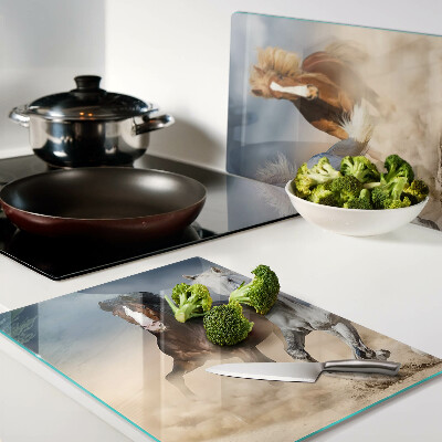 Deska kuchenna szklana z motywem trzech galopujących koni