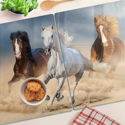 Deska kuchenna szklana z motywem trzech galopujących koni