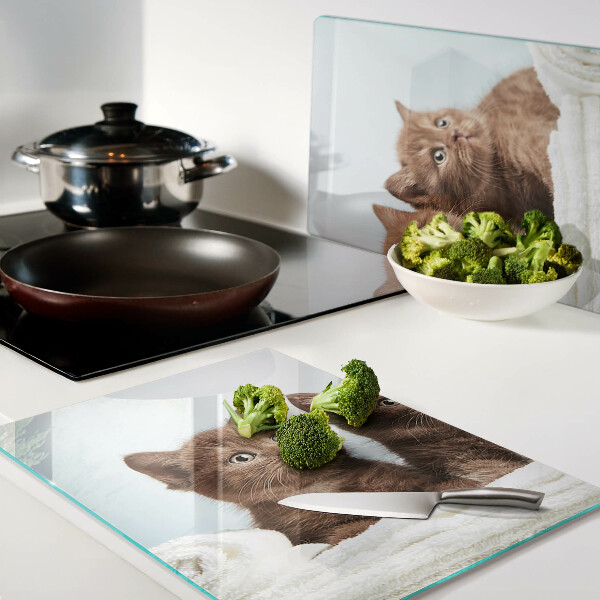 Deska kuchenna szklana z motywem trzech brązowych kotów