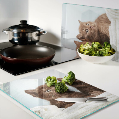 Deska kuchenna szklana z motywem trzech brązowych kotów