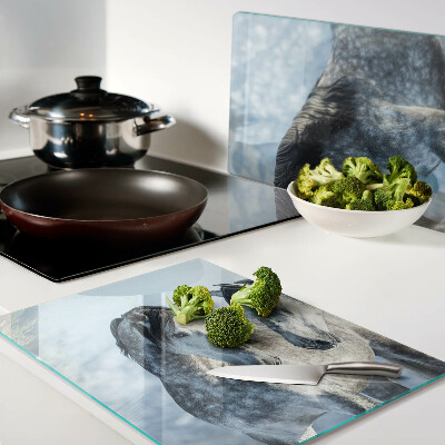 Szklana deska kuchenna z motywem koni w zimowym krajobrazie