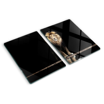 Szklana deska kuchenna z motywem lwa na ciemnym tle