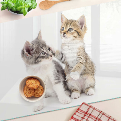 Deska kuchenna szklana z motywem kotów na białym tle