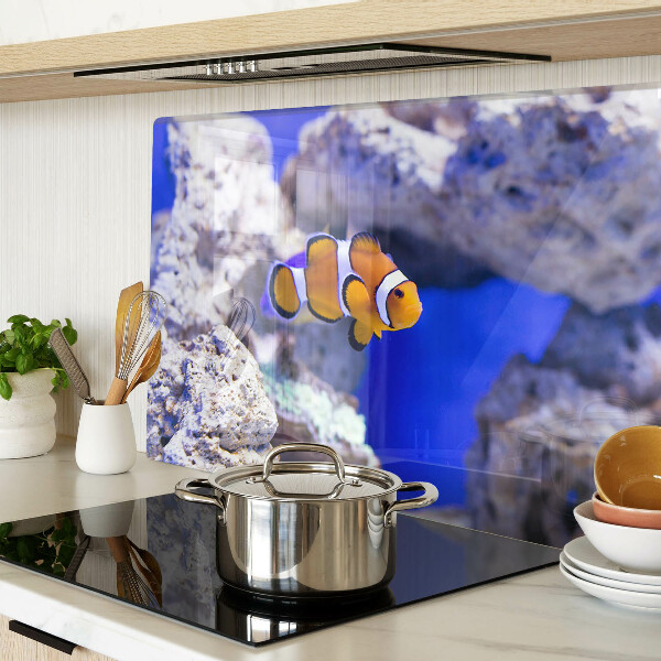 Deska kuchenna szklana z nadrukiem z motywem rybki błazenki wśród skał