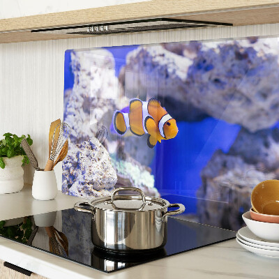 Deska kuchenna szklana z nadrukiem z motywem rybki błazenki wśród skał