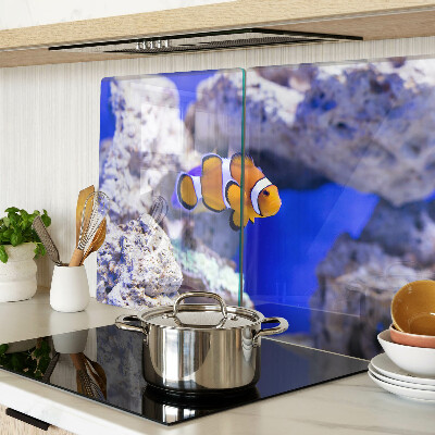 Deska kuchenna szklana z nadrukiem z motywem rybki błazenki wśród skał