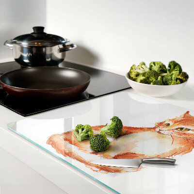 Szklana deska do krojenia z nadrukiem rysunku rudego kotka