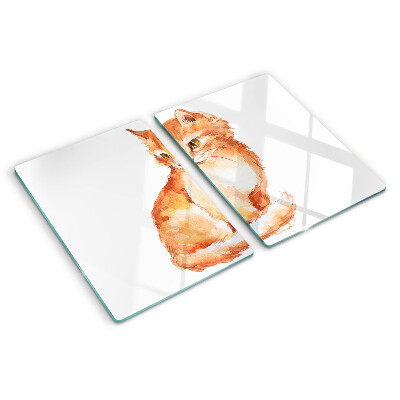 Szklana deska do krojenia z nadrukiem rysunku rudego kotka