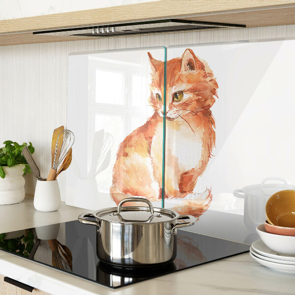 Szklana deska do krojenia z nadrukiem rysunku rudego kotka