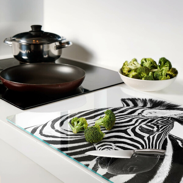 Szklana deska do krojenia z motywem zebry w czarno-białe paski