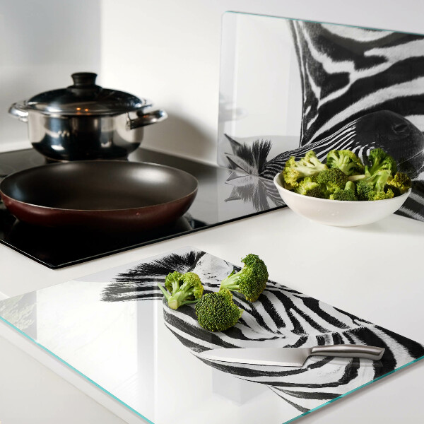 Szklana deska do krojenia z motywem zebry w czarno-białe paski