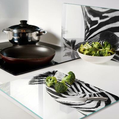 Szklana deska do krojenia z motywem zebry w czarno-białe paski